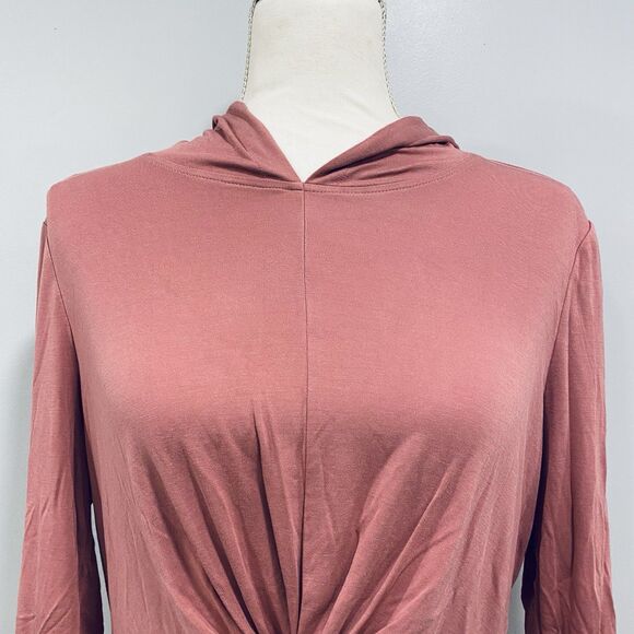 SWEATY BETTY 6 Tori Twist Front Hooded Pullover Top Cinder Pink Athleisure Soft - Picture 3 of 14